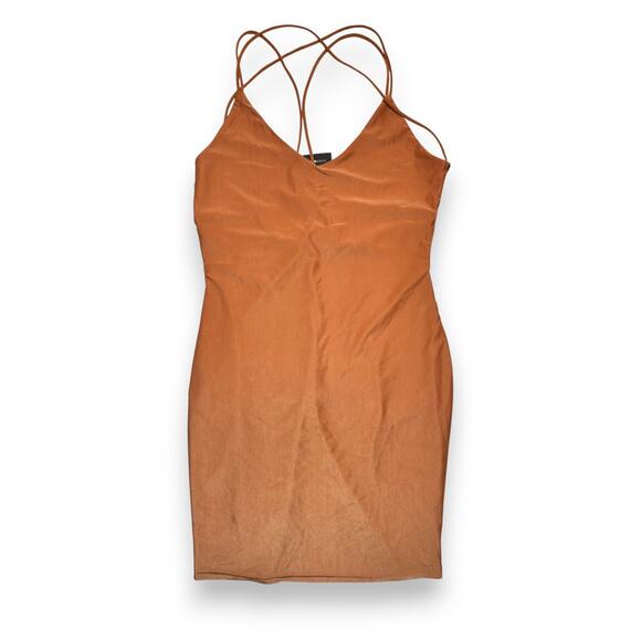 NWT Fashion Nova Nina Rust Double-Lined Body-con Dress Size Large - Picture 2 of 9